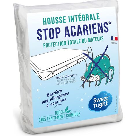Housse intégrale Stop Acariens 140x190 cm Anti-Punaise de lit Rénove Matelas Fermeture à glissière sans Traitement Chimique EP. jusqu'à 25 cm (1/5)