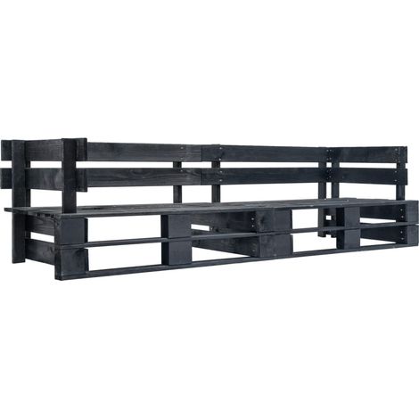 Canapé palette à 2 places de jardin Noir Bois (1/3)