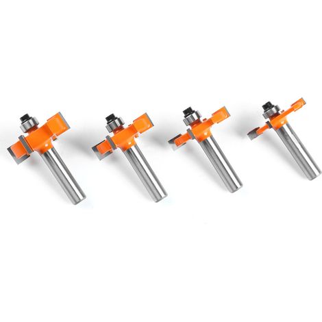 4 Stück 8mm T-Form Holzfräser 4-Schneidig, Nutenfräser Set Klingenhöhe 4/6/8/10mm Orange