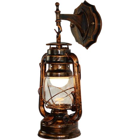 Lampe murale rétro industrielle à pétrole, lampe de chevet, lanterne antique en fer forgé pour couloir ou allée. (1/5)