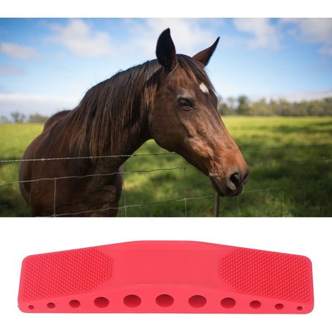 Accessoires pour harnais de cheval, brosse pour cheval, brosse de bain et de massage, brosse de bain et de massage 6 en 1 pour chevaux, grattoir pour l'épilation et le massage, boîte rouge. (1/5)