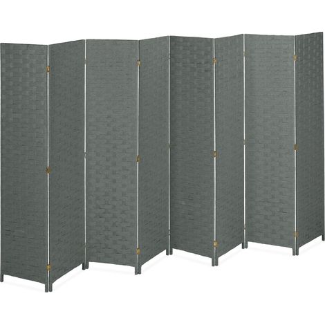Biombo plegable de 8 paneles luminoso salón dormitorio 180 x 150 x 4 cm de plástico gris 130012192 (1/5)
