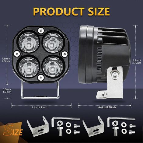 LED-Fahrscheinwerfer, 2 Stück 3-Zoll 80W superhelle wasserdichte Zusatzscheinwerfer für Auto und Motorrad