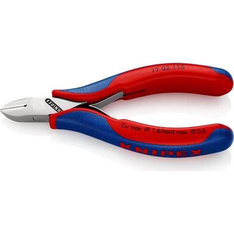 KNIPEX 77 02 115 SB Alicates de corte diagonal para electrónica con articulación machihembrada con mangos multicomponentes 115 mm (1/6)