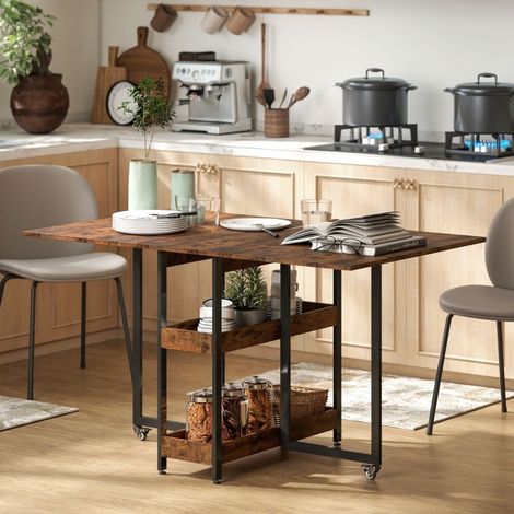 Tavolo da pranzo pieghevole 133,4x80x75 cm in legno marrone, 2-4 persone, salvaspazio – MEUBLIV (1/5)