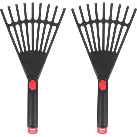 Lot de 2 râteaux à feuilles en plastique – Râteaux de jardinage pour pelouse, râteaux à main, râteaux agricoles pour usage domestique