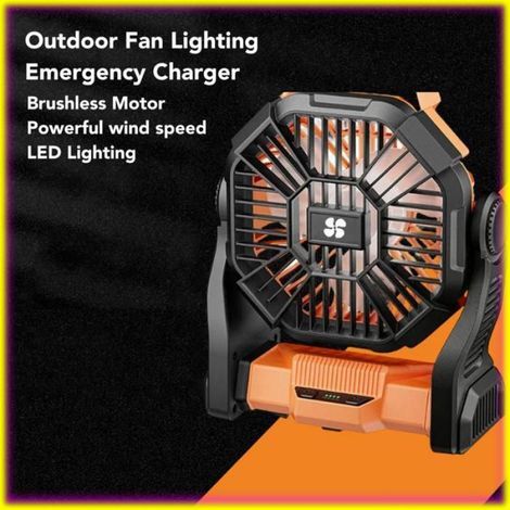 Keenso Tragbarer Zeltventilator für den Außenbereich, Professioneller Campingventilator, Orangefarbenes Gerät (1/5)