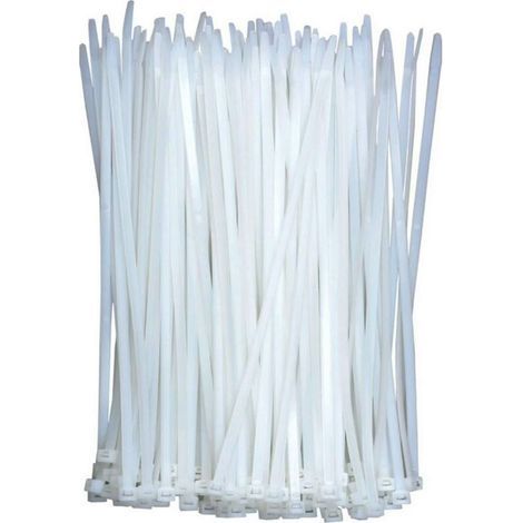 Packung mit 100 transparenten, weißen Kabelbindern – Aus Kunststoff – Lang und zugfest bis 18 kg – Selbstsichernd – Für Büro, Haushalt und Außenbereich – 300 mm x 4 mm (1/5)