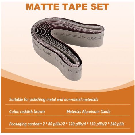 10 bandes abrasives 50x686mm mélange grains 60/120/150/240 (1/5)