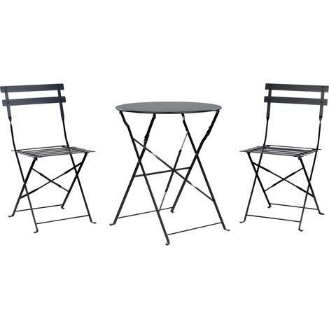 Bistro Set klappbar FIORI Metall Schwarz