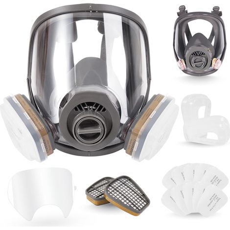 Masque Respiratoire Intégral 25 en 1, 6800 Casque de Protection Faciale Anti-Poussière, Vapeur Organique, Peinture, Gaz - Avec Deux Types de Connecteurs (1/5)