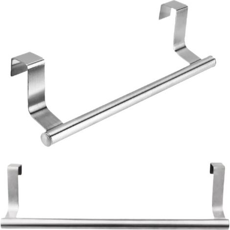 SnelShoppen - Porte-serviettes 2 pièces Porte-serviettes en acier inoxydable Porte-serviettes Cuisine Salle de bain Porte-torchons sans perçage 23 cm Convient pour porte de placard (1/5)