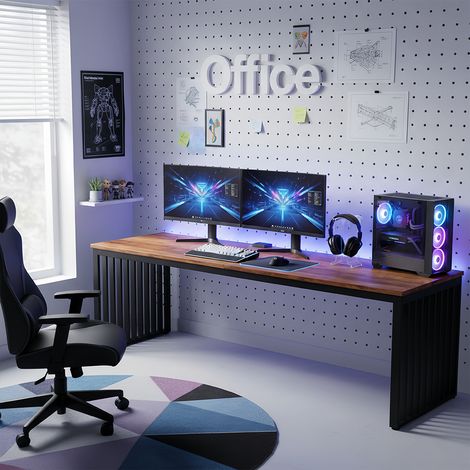 Computertisch, 180 cm großer Schreibtisch, Homeoffice-Arbeitsplatz, Konferenztisch, Braun