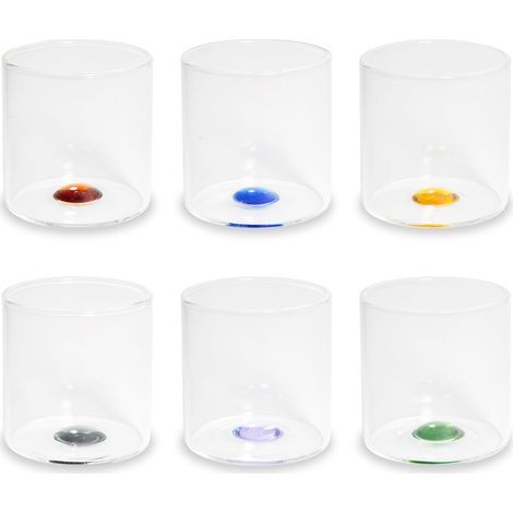 WD LifeStyle Set 6 Bicchierini Vetro Borosilicato 10 Cm Multicolor (1/2)