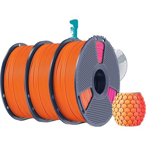 Filamento per stampante 3D, sfumatura bicolore, finitura opaca, rosso arancio (1/2)