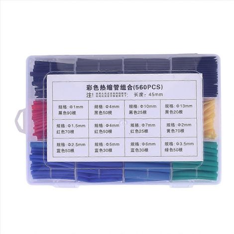 Set mit 560 verschiedenen Schrumpfschläuchen für elektrische Kabel, inklusive Box. (1/5)