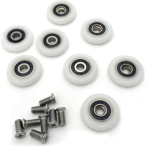 Lot de 8 roulettes pour porte de douche - 19 mm - Par (1/5)