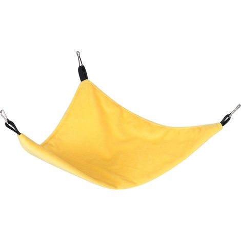 Petit hamac suspendu triangulaire pour petits animaux de compagnie : écureuil, hamster, planeur de sucre, cochon d'Inde (jaune) (1/5)