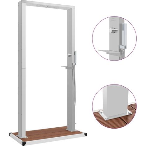 Douche d'extérieur avec receveur WPC Acier inoxydable
