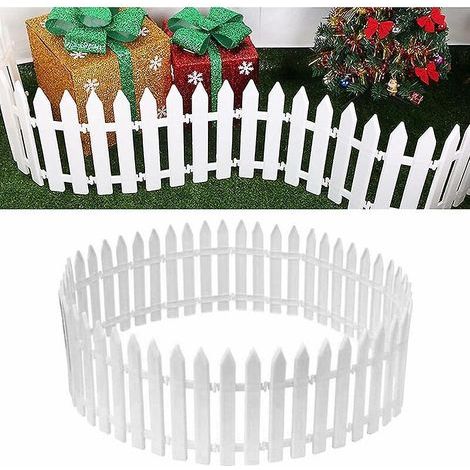 20 pezzi Recinzione in plastica bianca per albero di Natale, palizzata per albero di Natale, decorazione per casa, giardino, matrimonio, festa, miniatura, recinzione da giardino, prato (1/5)