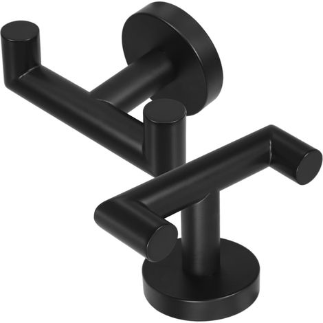 Crochets porte-serviettes de salle bain en acier inoxydable 304 noir, design rond moderne, (1/5)