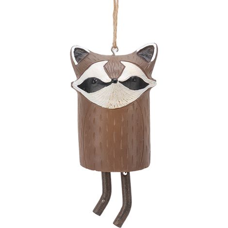 Carillon éolien rustique suspendu en résine, fait main, décoration naturelle pour jardins, cours et arbres. Panda roux. (1/5)