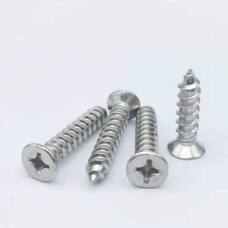 Vis Autotaraudeuse M2.5 100PCS Vis Assortiment Kit Vis à Tête Plate Vis à Bois Inox Vis Autoforeuse Bois Plastique Métal Mou Petit Réparation Bricolage (L:8mm) (1/4)