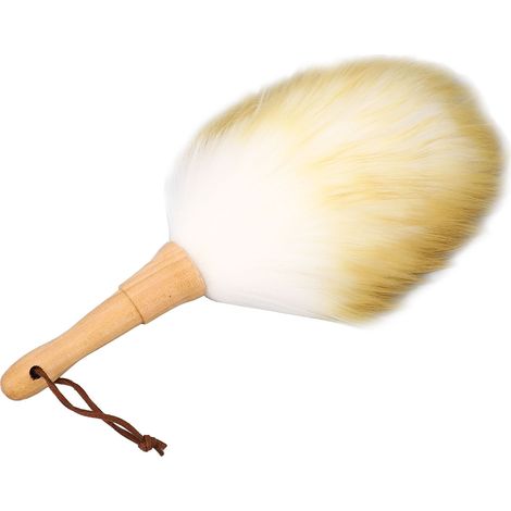 Reinigungsbürste, Staubwedel, multifunktional, mit Holzgriff aus Lammwolle, für Jalousien, Tische und Klaviere, kurzer Griff (1/5)
