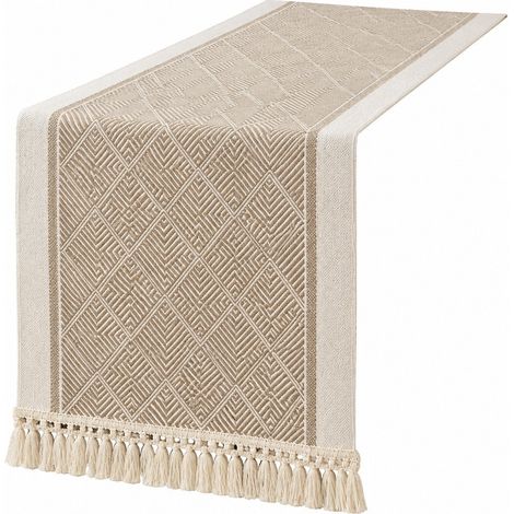 Chemin de table rouge de Noël, en lin et coton imperméable, housse pour table basse/meuble TV (35 x 180 cm) - Islande Coffee (1/5)