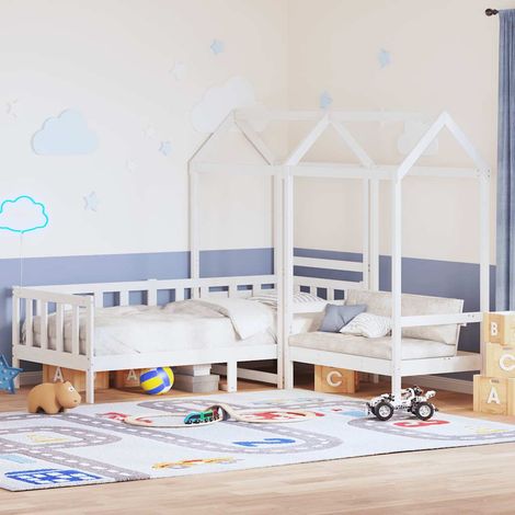 Maison Exclusive - Tagesbett und Bank mit Dach Weiß 80x200 cm Kie
