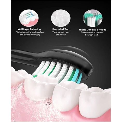 Brosse à Dent Électrique Soniques.Avec 8 Têtes de Brossage.5 Modes. Minuterie Intégrée de 2 Minutes.Rappel de 30 Secondes.Étui de Voyage Inclus.IPX7.Homme/Femme (Noir) (1/5)