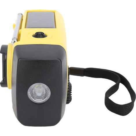 Radio météo d'urgence solaire à manivelle, éclairage LED, alarme SOS, batterie externe portable, AM FM WB, jaune (1/5)