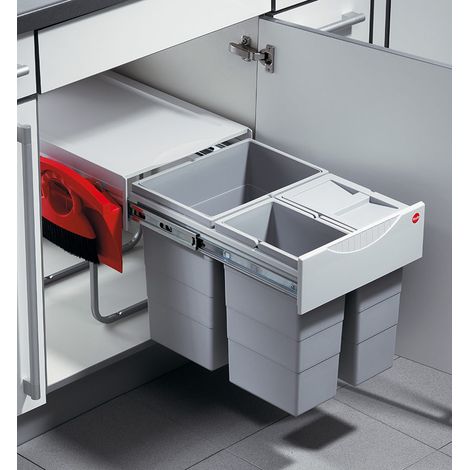 Poubelle de cuisine encastrable 3 bacs 40L (20+10+10) Hailo AS Raumspar Tandem
