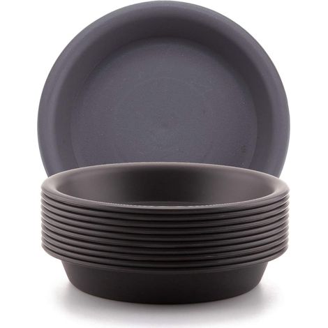 Vaso per piante grasse in plastica da 14 cm, sottovaso piatto per trattenere l'acqua, confezione da 10