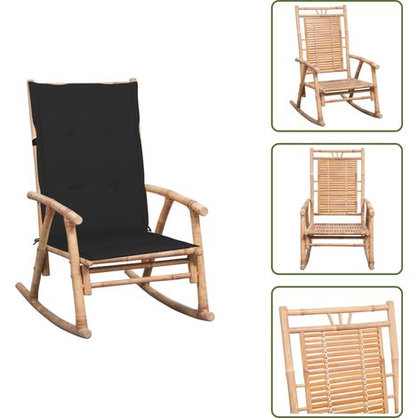 Chaise à bascule avec coussin Bambou - Chaise À Bascule - Chaise De Jardin - Mobilier De Jardin - Fauteuil En Bambou - Chaise En Bambou (1/5)