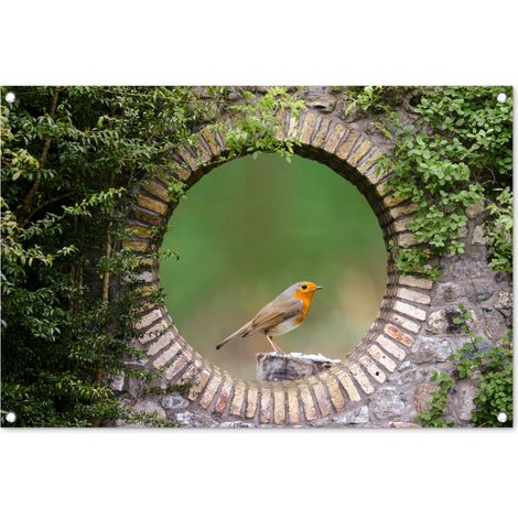 Balcony Privacy Banner Bird - Look-through - Robin 90x60 cm (1/5)