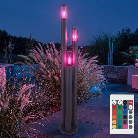 Segnavia esterno lampada da esterno in acciaio inox lampada da terra lampada da giardino grande per esterno, fumè antracite, telecomando dimmerabile, 3x LED RGB 8.5W 806Lm, DxH 28x170 cm (1/5)