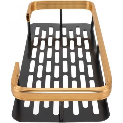 Black gold shower shelf, suitable for bathroom, bedroom, kitchen, aluminum alloy bathroom shelf (1/5)