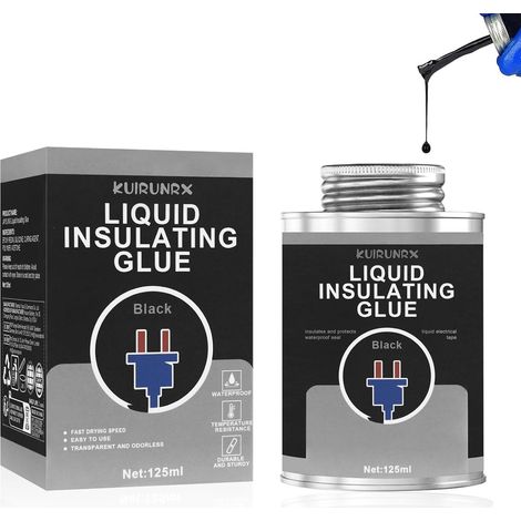 Colle de Ruban Isolant Liquide, 125 ML Revêtement en Caoutchouc Isolant Liquide, Résistant aux Hautes Températures pour isolation des Câbles Intérieur et Extérieur (Noir) (1/5)