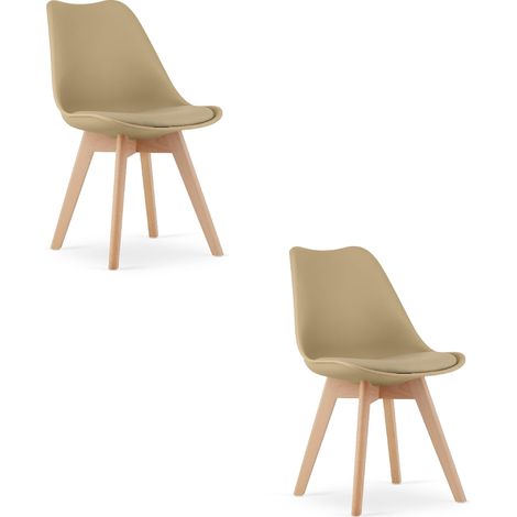 Mark Stuhl - dunkelbeige / Beine natur x 2 (1/5)