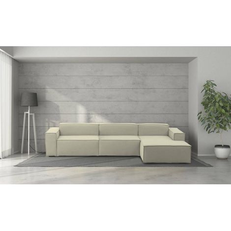 Talamo Italia Sofá fijo Raffaella, Sofá modular 4 plazas península derecha, 100% Made in Italy, Sofá moderno en tela, Cm 340x170h70, Beige, con embalaje reforzado (1/5)