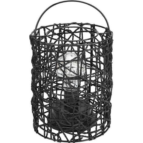 Lampe LED en cage métallique noire pour décoration chambre, ampoule lumineuse artisanale, éclairage d'ambiance, style industriel, parfaite pour nuit et salon (1/5)