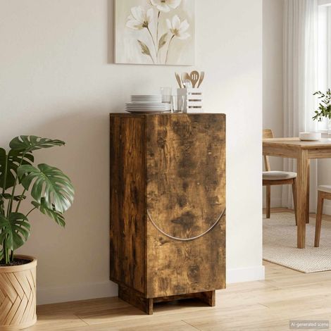 vidaXL Buffet Chêne fumé 33,5 x 34,5 x 75 cm Bois d'ingénierie (1/5)