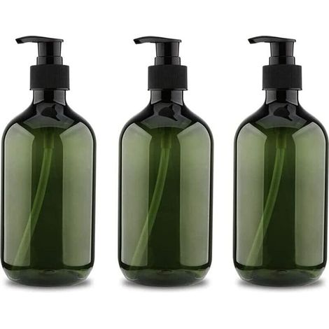 Lot de 3 flacons pompe 500ml – Distributeurs de savon rechargeables – Conception étanche – Pompe anti-goutte – Plastique PET durable - 5ooml (1/4)