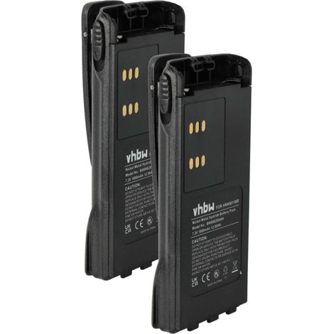 vhbw 2x Batterie compatible avec Motorola HT1200, HT1250.LS, HT1225, HT1250, GP680 radio talkie-walkie (1800mAh, 7,2V, NiMH) - avec clip de ceinture