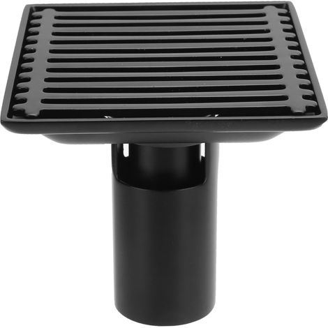 Bonde de douche carrée 10x10cm noire avec grille de recouvrement amovible (1/5)