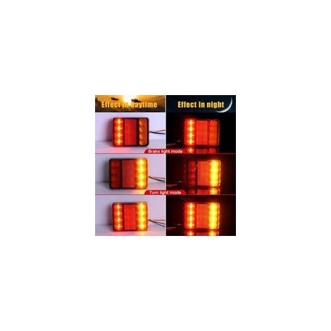 Dolaso – Luci posteriori a LED impermeabili da 12V – Set di 2 luci freno per rimorchio – Indicatori di direzione per camion e caravan (1/5)