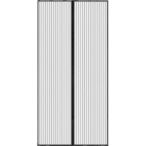 Longziming Selbstklebender Türvorhang – Magnetischer Türvorhang – 100 x 210 cm – Moskitonetz mit Verschluss – Einfache Montage ohne Bohren – Geeignet für Schiebetüren – Schwarz – Gurte (1/5)