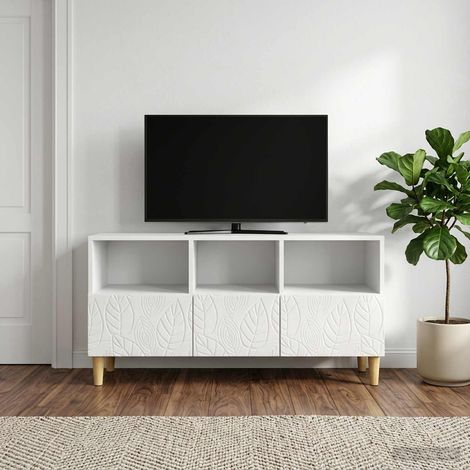 TV-Schränk 102 x 34,5 x 50 cm Hochglanz Weiß Holzwerkstoff (1/5)