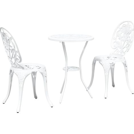 Maison Exclusive - Set Bistro da Giardino 3 pcs Bianco Alluminio